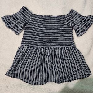 Maurices Navy and White Striped Blouse